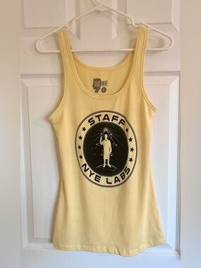 Bill Nye Tank 🚨BOGO 50% OFF - 'Staff Nye Labs' Yellow Graphic Top - Sz L - NWOT